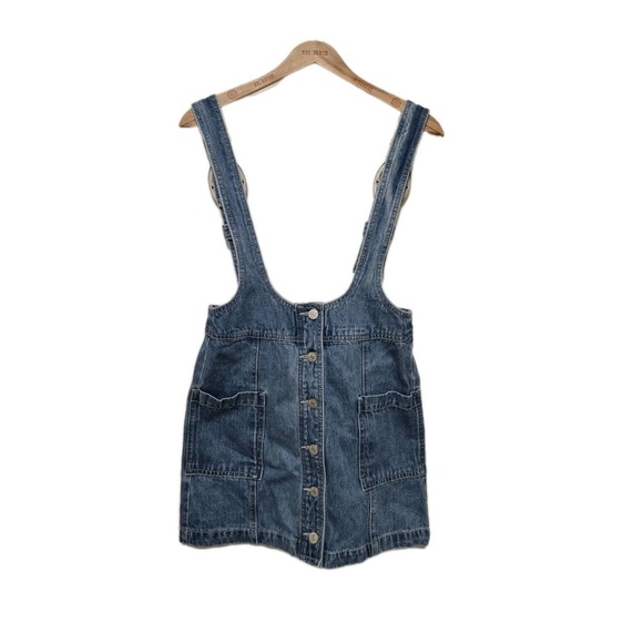 Forever 21 Dresses & Skirts - Womens Denim Overall Mini Dress Buckle Strap Button Front Size Small‎ Forever 21